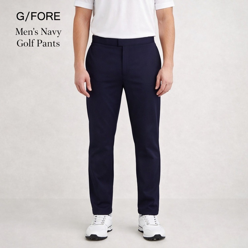 G/FORE‎ Mens Golf Pants 35x31 Navy Blue Stretch Tech Twill Straight Flat Front